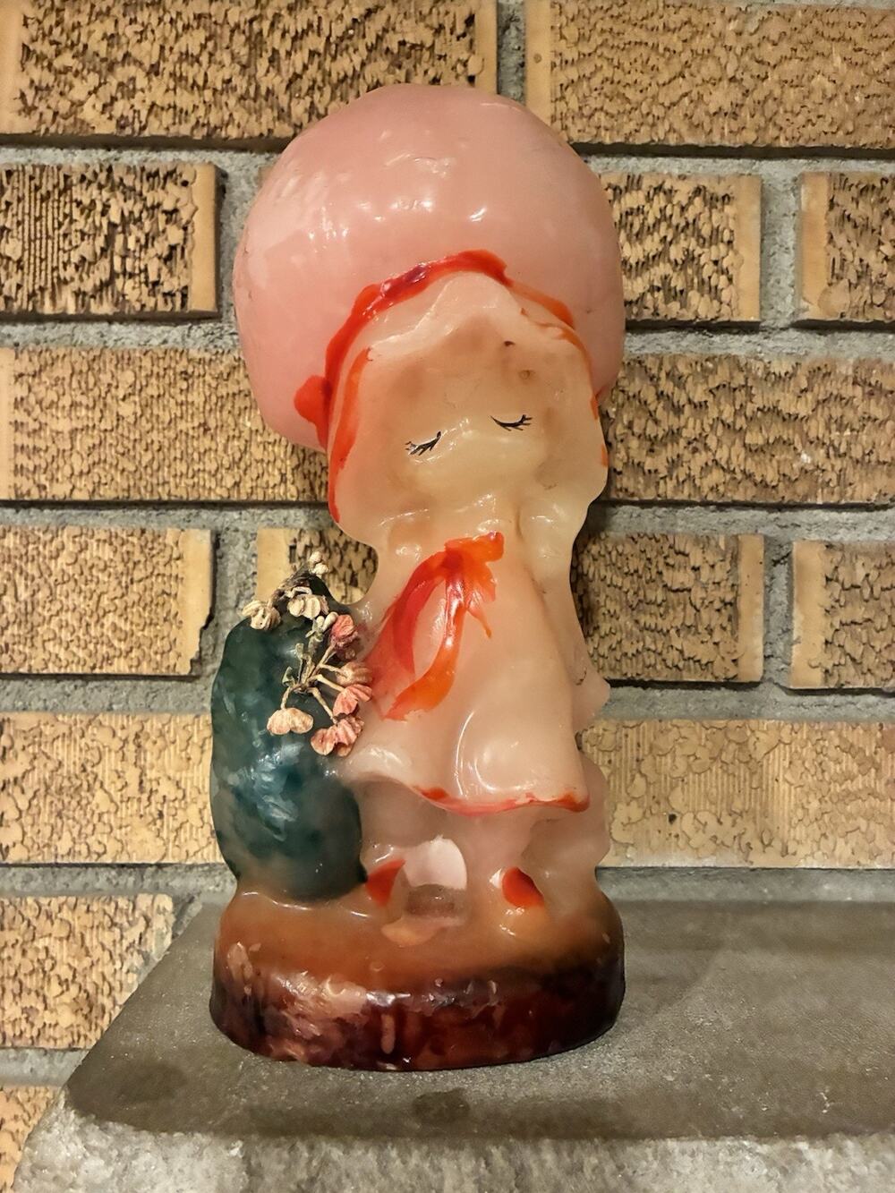 Vintage Holly Hobbie Big Wax‎ Candle 1970s 9 Inches Tall Figurine Girl
